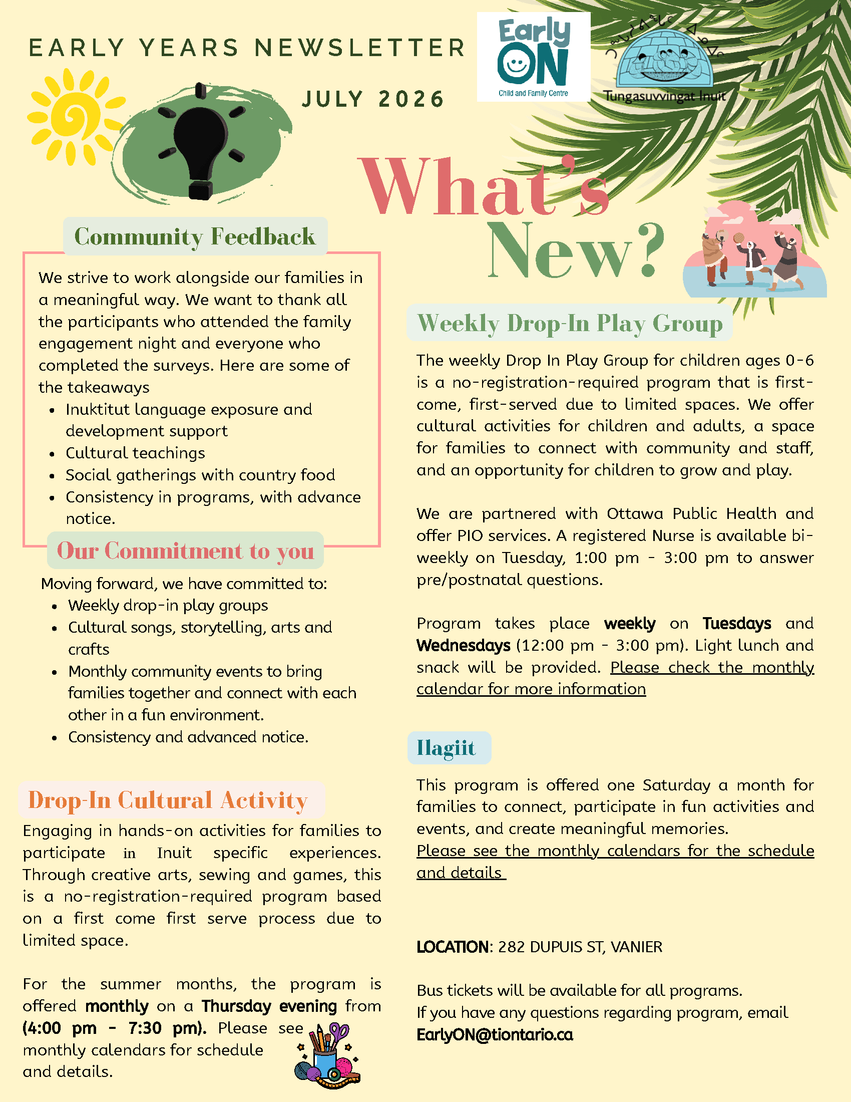 July Newsletter EarlyON